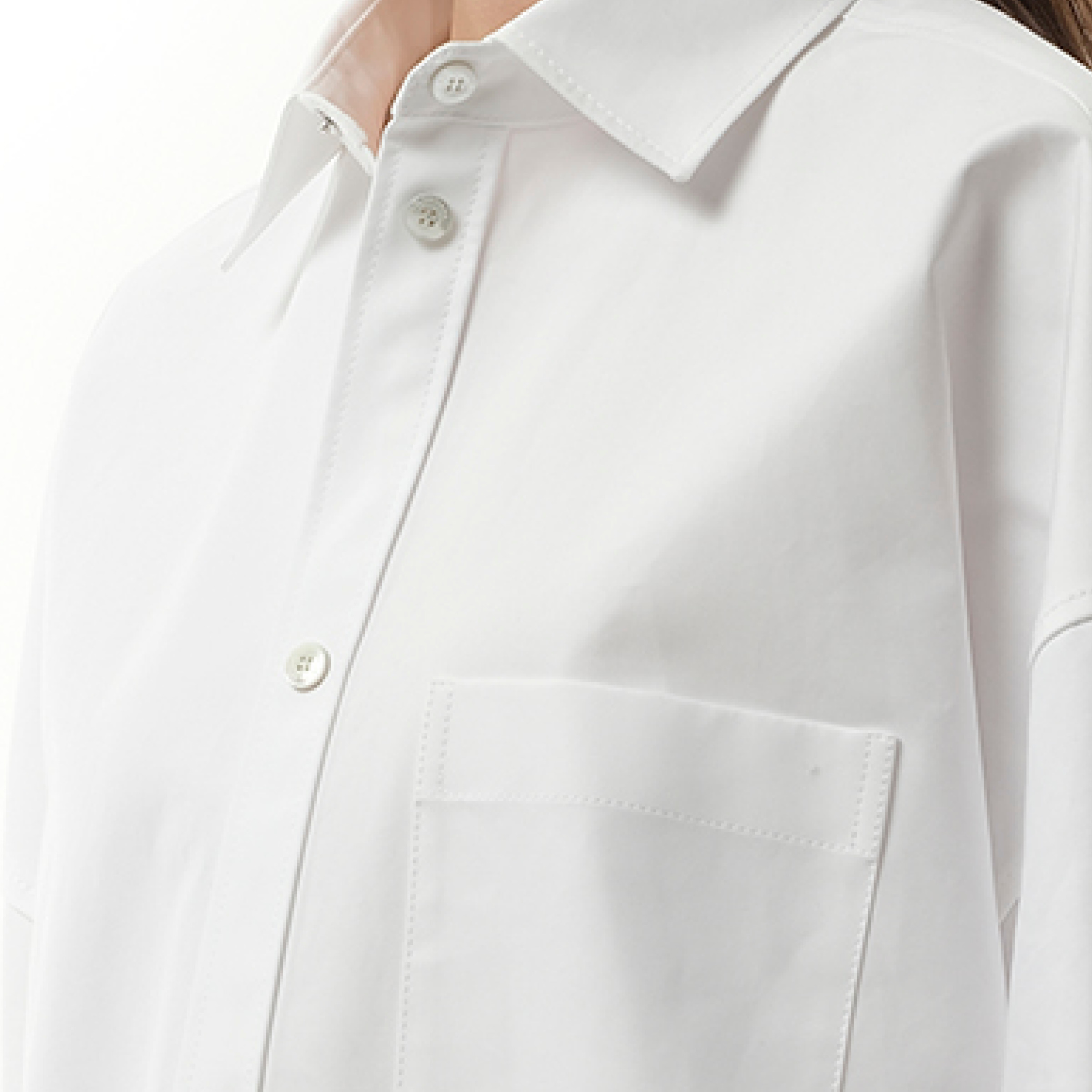 Cotton Poplin Outwear Shirt in White - 2