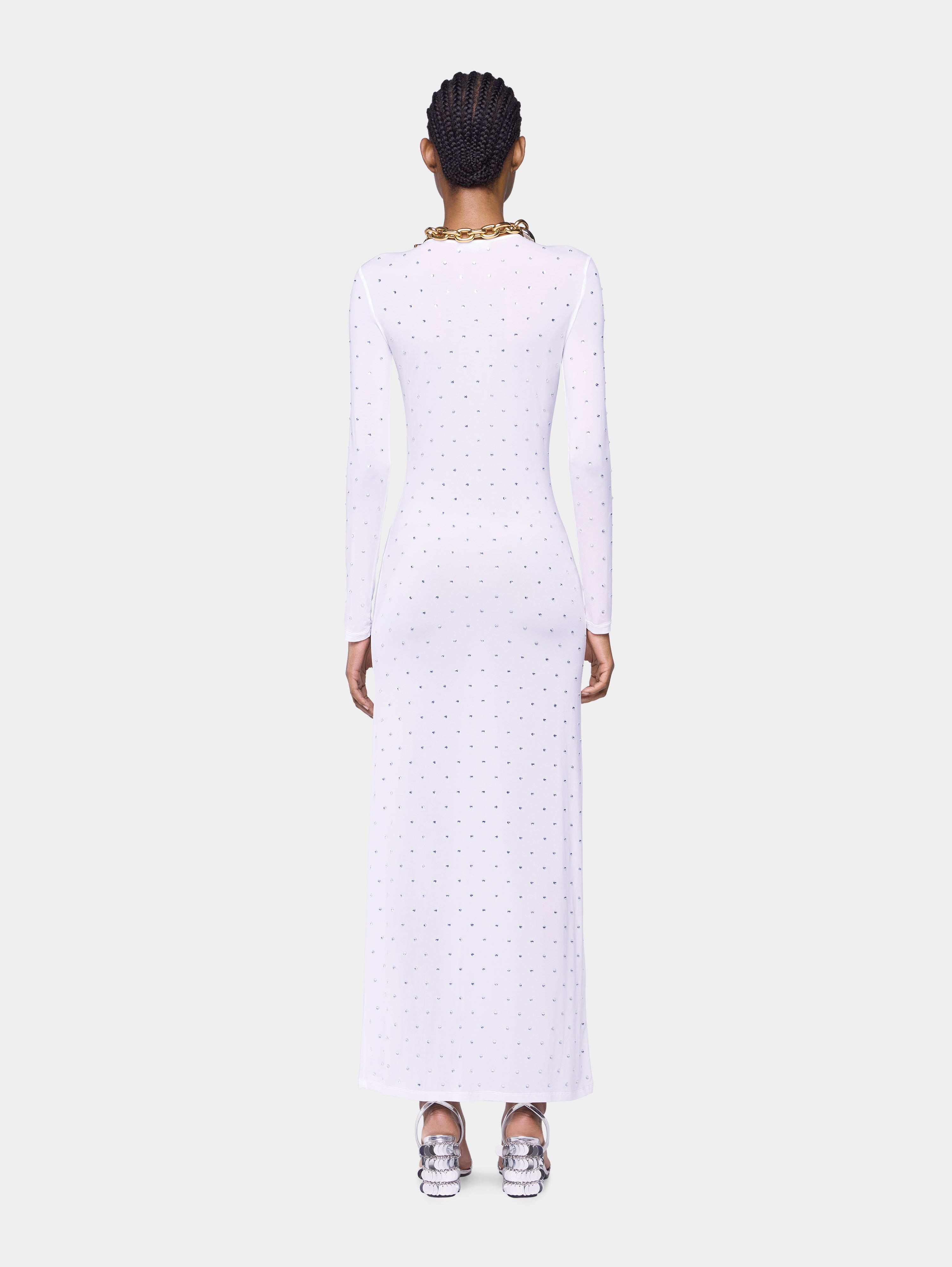 WHITE LONG DRESS IN JERSEY - 5