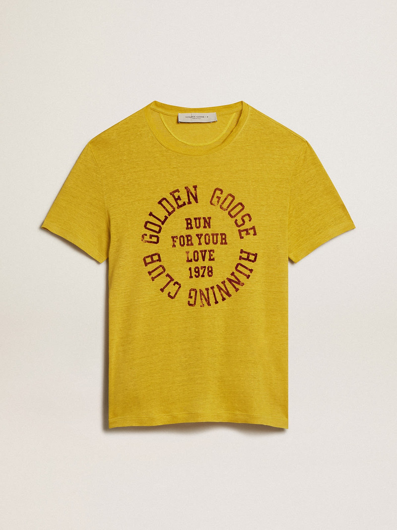 Men’s T-shirt in maize-yellow linen 1
