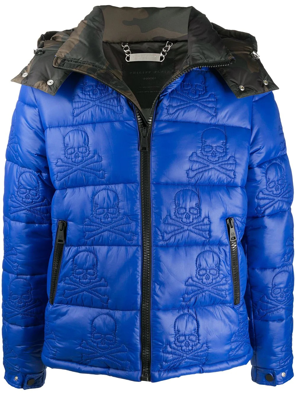 embroidered skull padded jacket - 1