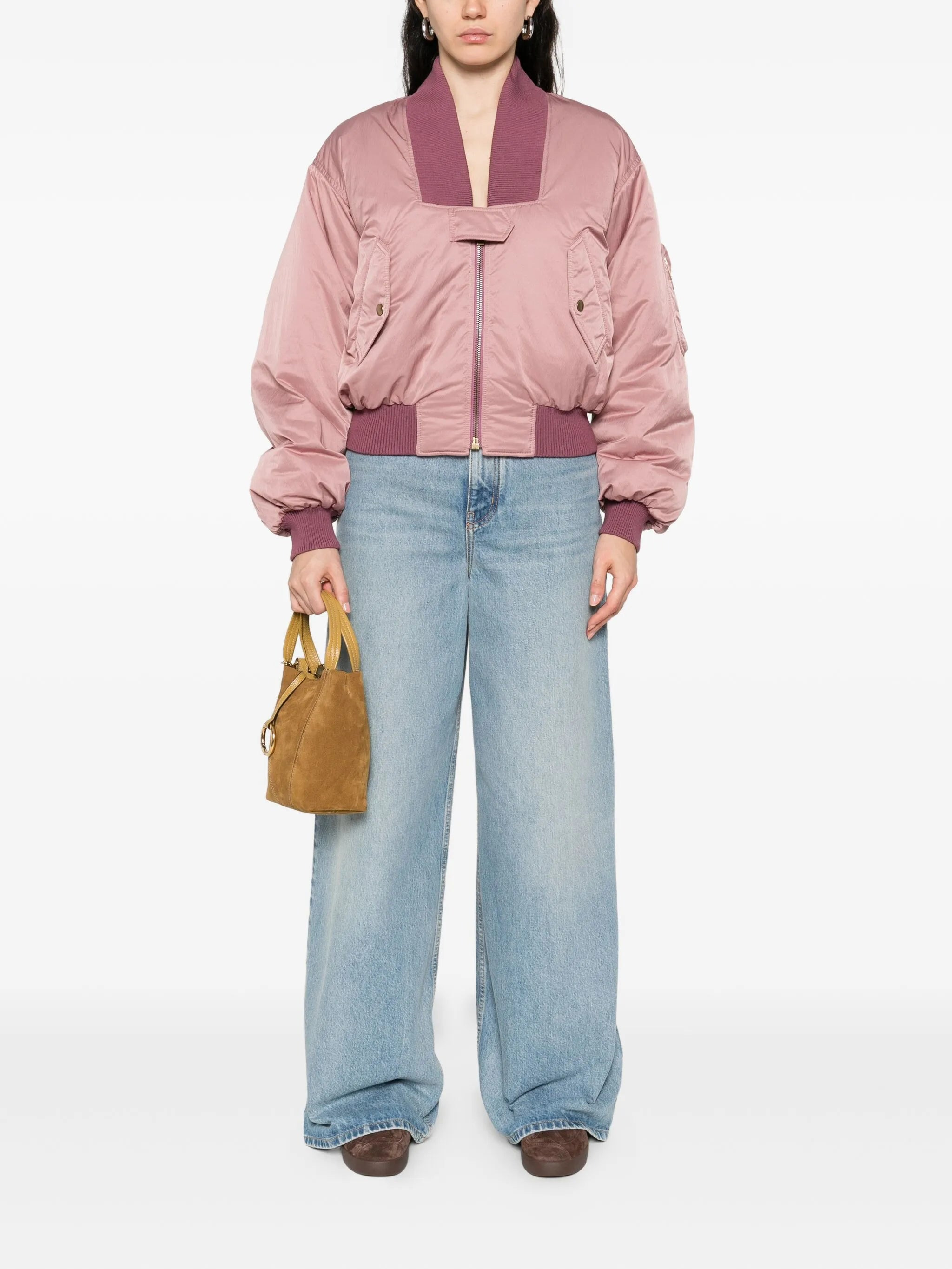 zip-up cropped bomber jacket - 2