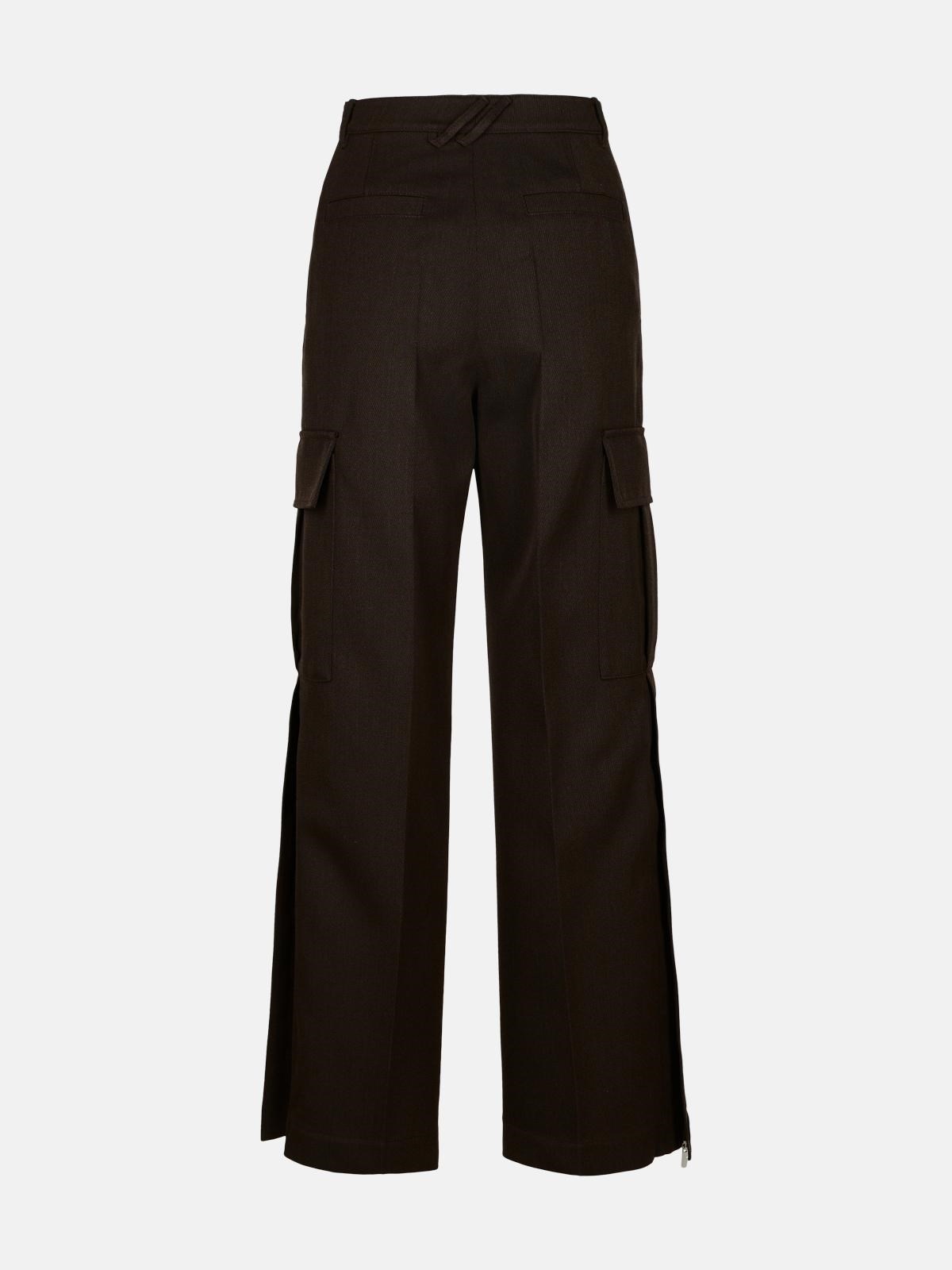 BROWN WOOL CARGO PANTS - 3