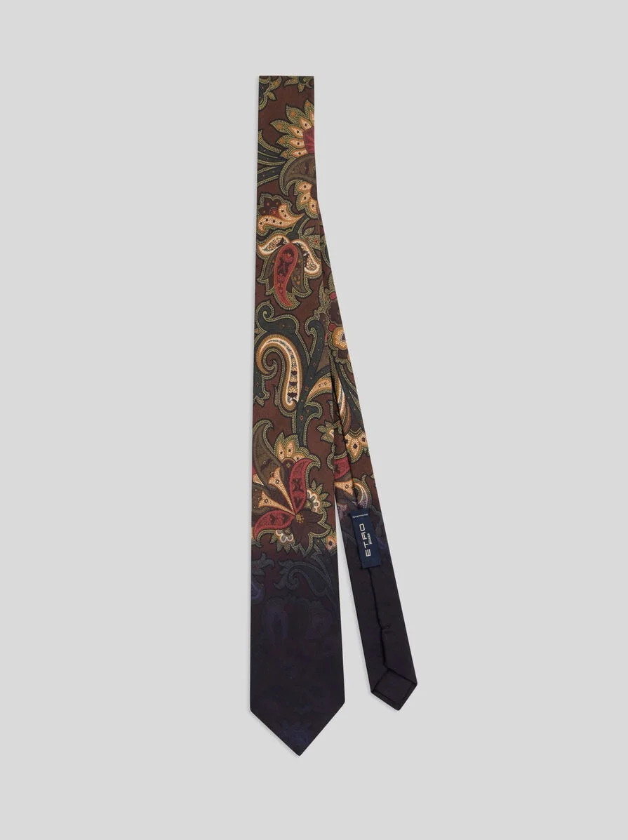 SILK TIE WITH FLORAL PAISLEY MOTIF - 1