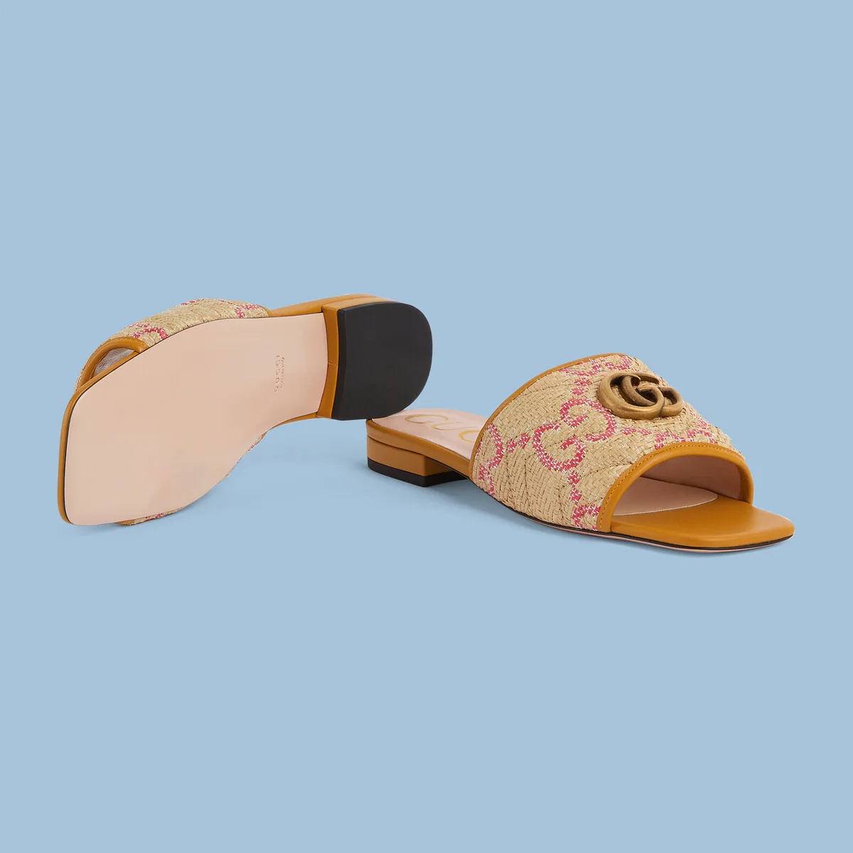Women's GG raffia effect slide - 6