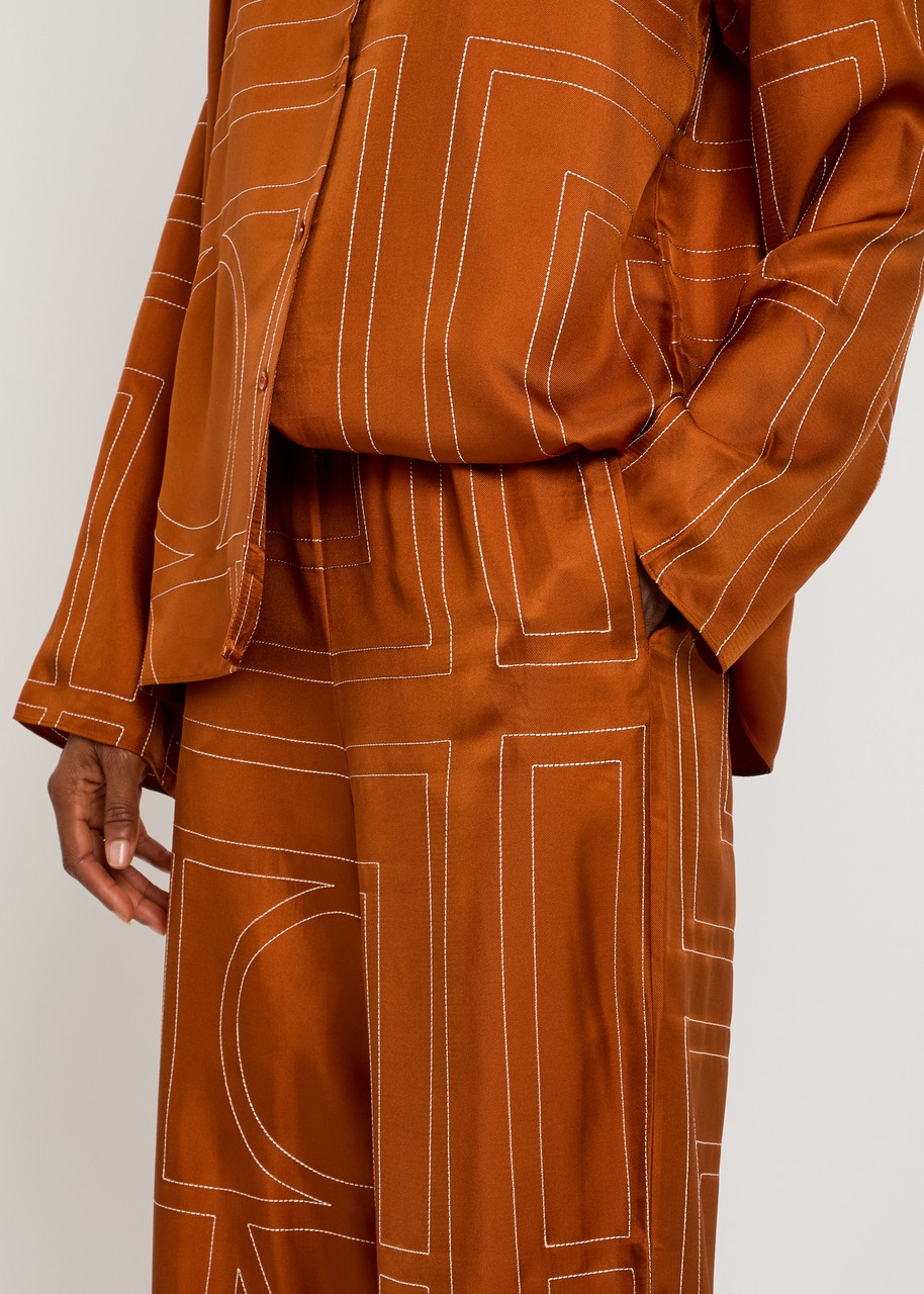 Toteme Logo-embroidered Silk-satin Trousers - 5