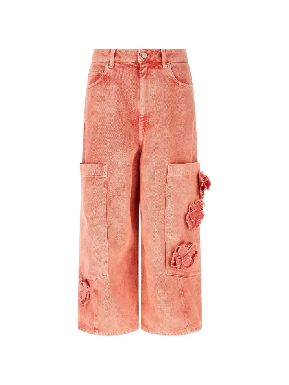 floral-appliqué cargo jeans - 1