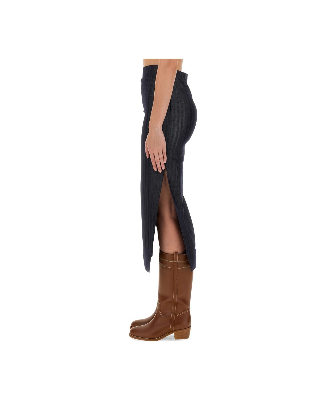 Wool Blend Pencil Skirt - 4