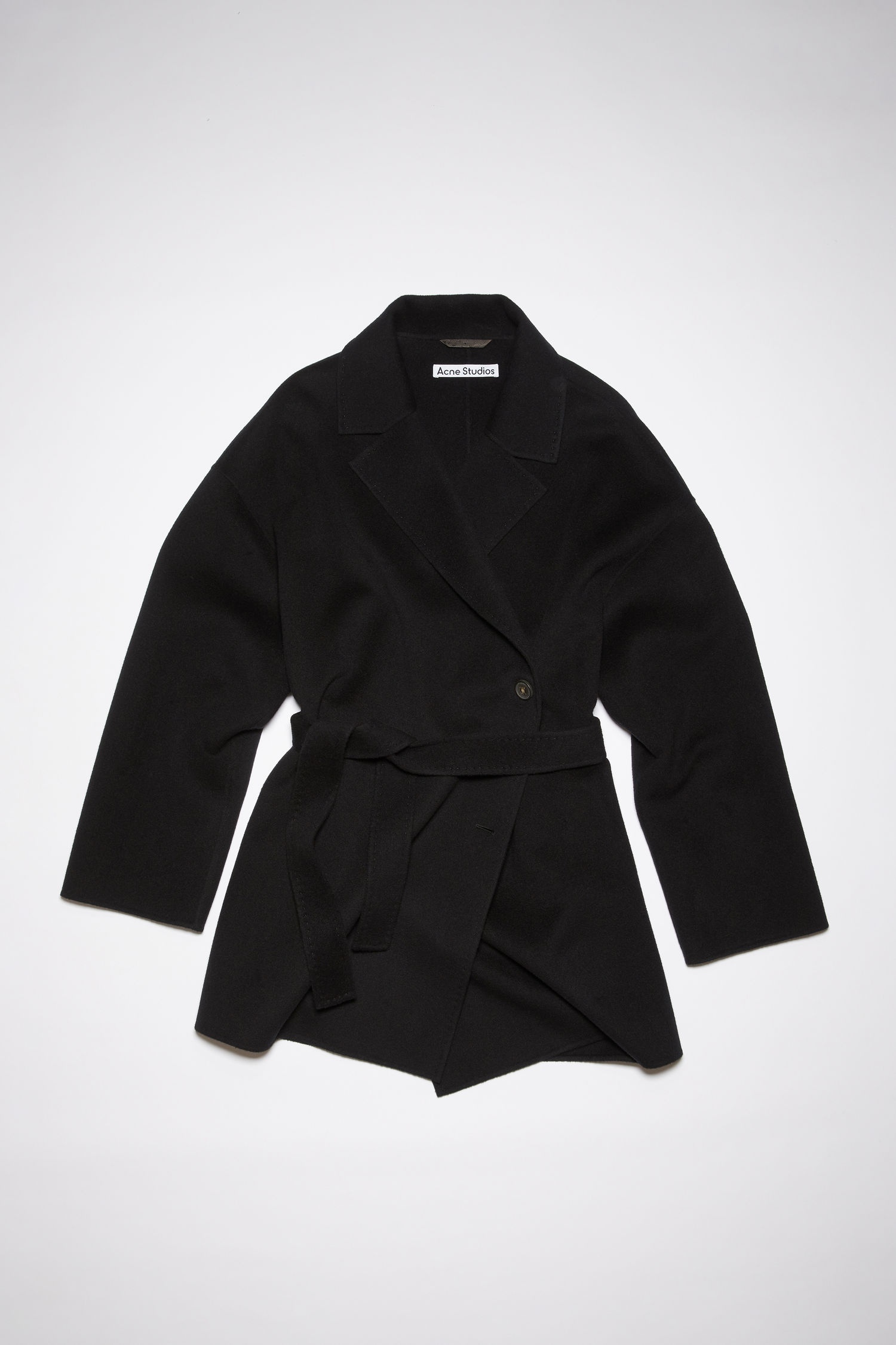 Belted wool coat - Black - 6