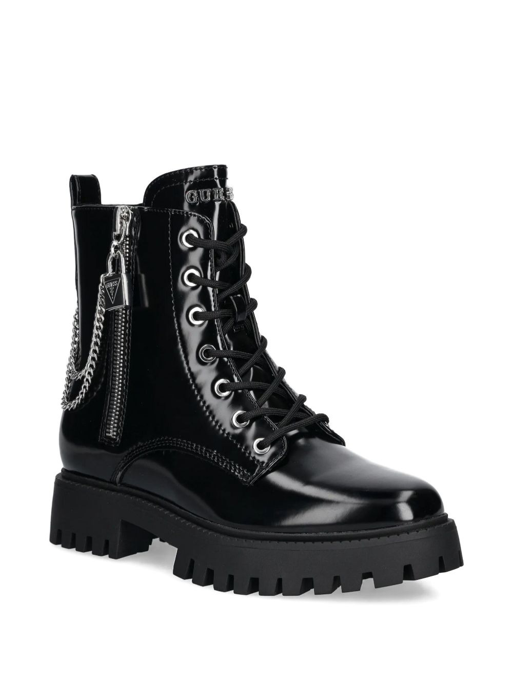 lace-up chain-detail boots - 2