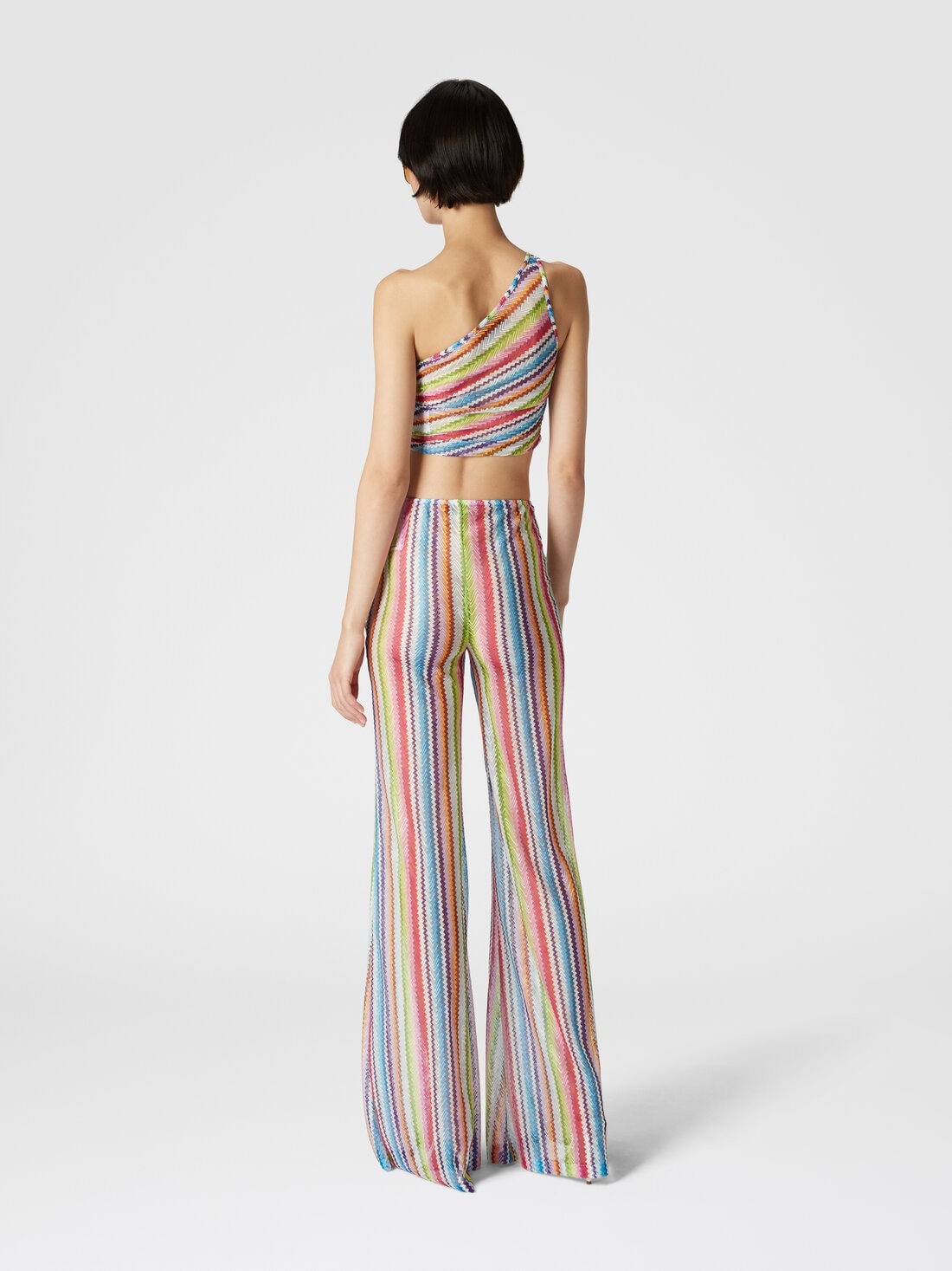 One-shoulder crop top with side gathering - 3
