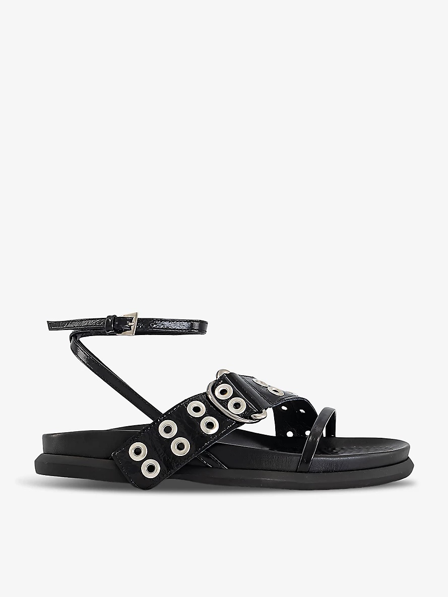 Zilda asymmetric-eyelet strap patent-leather sandals - 1