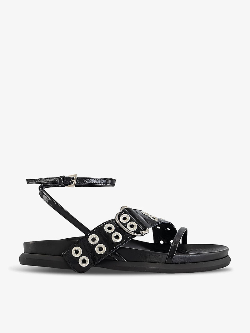 Zilda asymmetric-eyelet strap patent-leather sandals 1