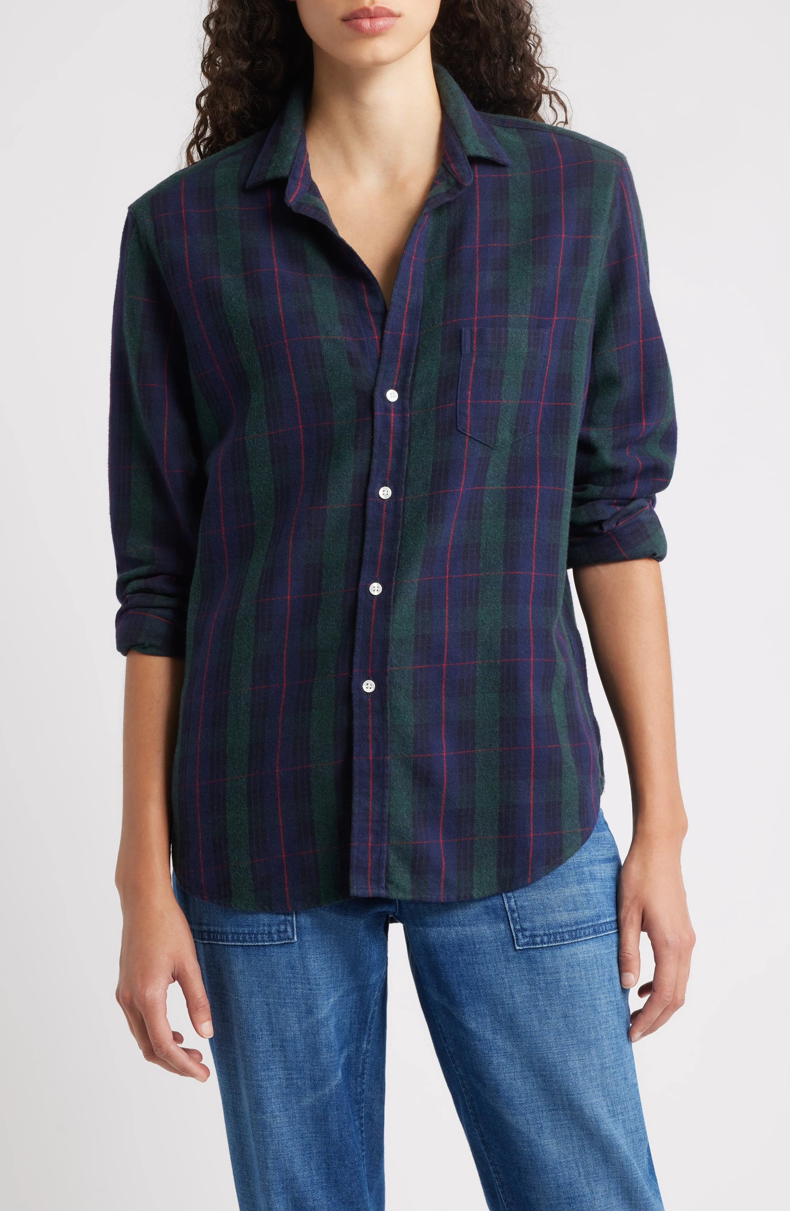 Frank & Eileen Eileen Relaxed Button-Up Shirt in Blue Green Red Plaid at Nordstrom - 1