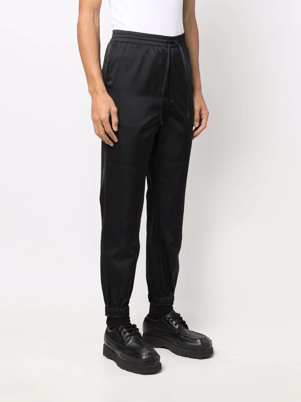 drawstring-waist cotton track trousers - 3