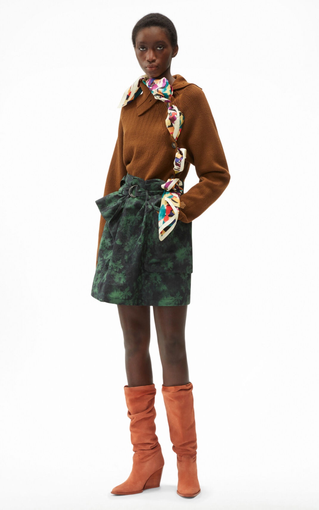 'Ghost Flower' belted skirt - 2