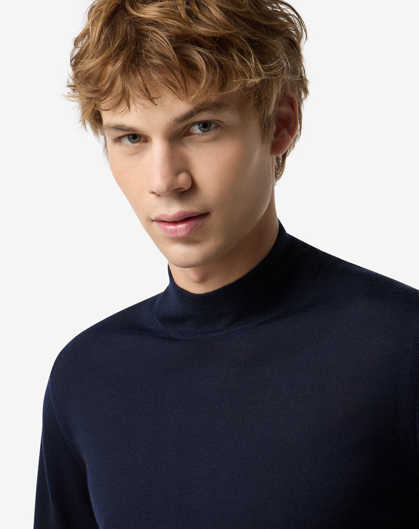 Blue ultra fine 120's wool turtleneck - 4