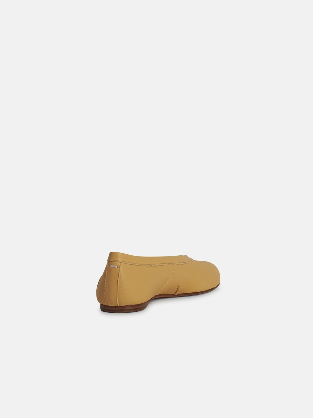 CREAM LEATHER BALLET FLATS - 3