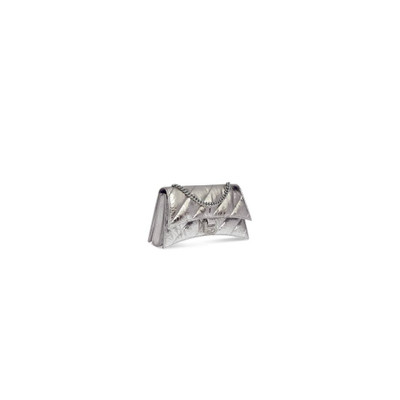 BALENCIAGA Women's Crush Xs Chain Bag Metallized Quilted in Silver outlook
