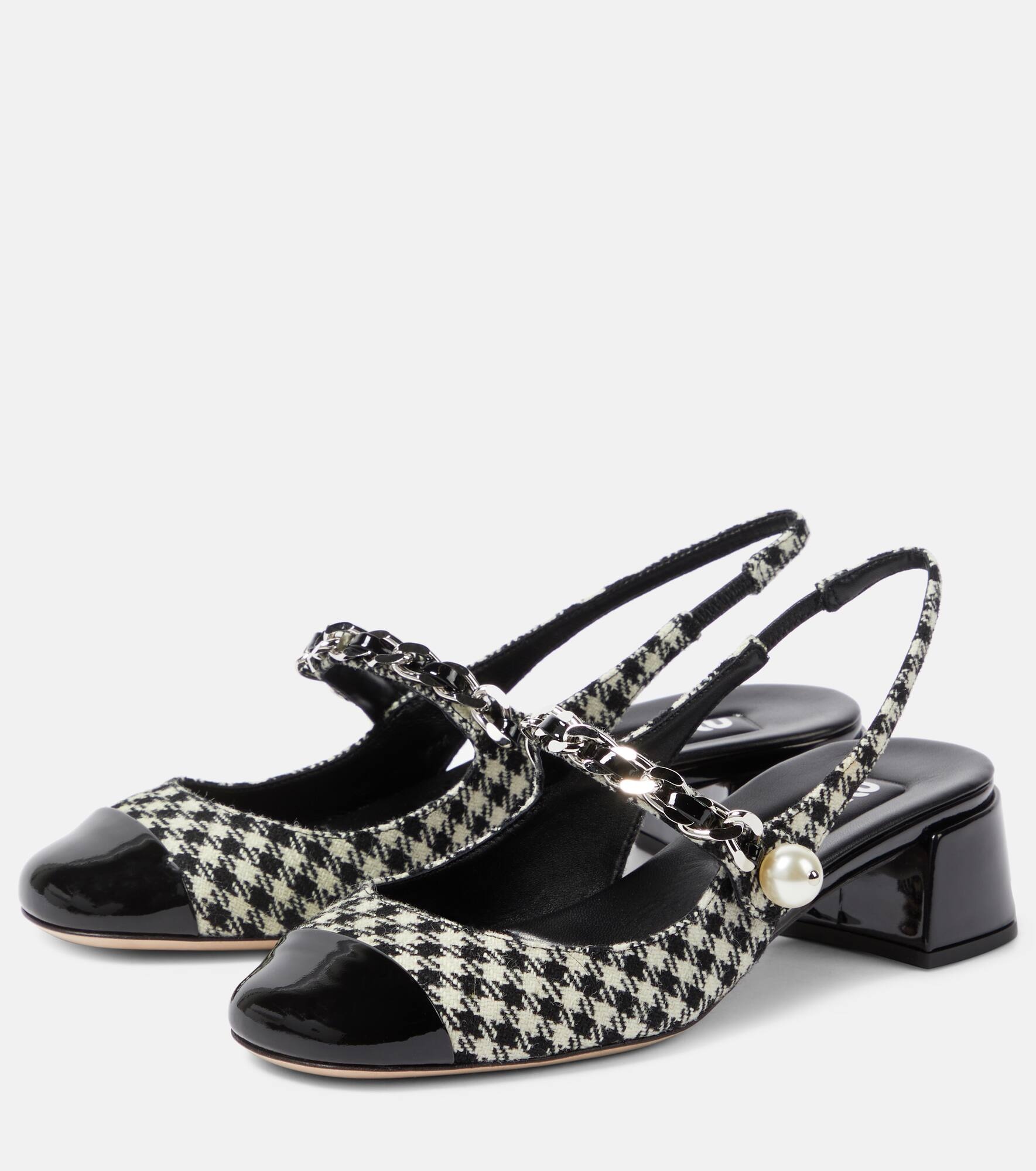 Gingham slingback pumps - 5