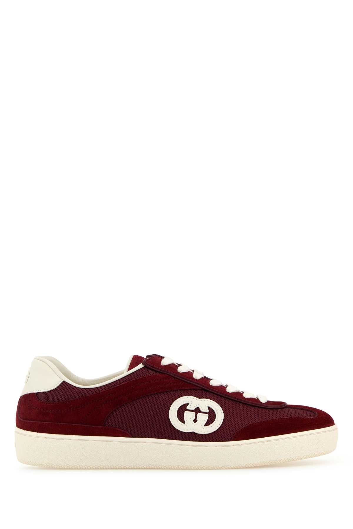 スニーカー GUCCI BURGUNDY FABRIC AND SUEDE SNEAKERS GUCCI Gucci Women Burgundy Fabric And Suede Sneakers