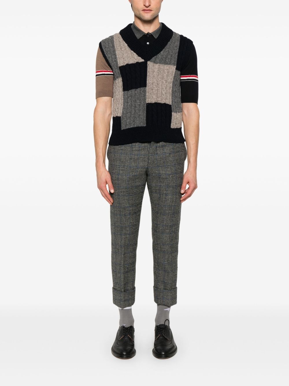 patchwork cable-knit vest - 2