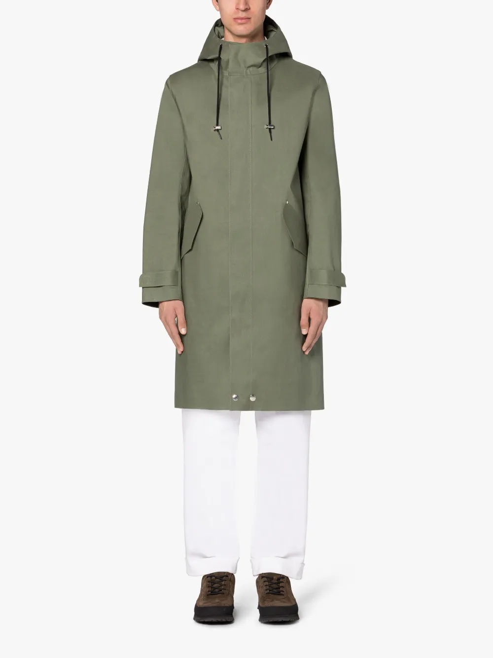 GRANISH GREEN BONDED COTTON HOODED COAT - 2