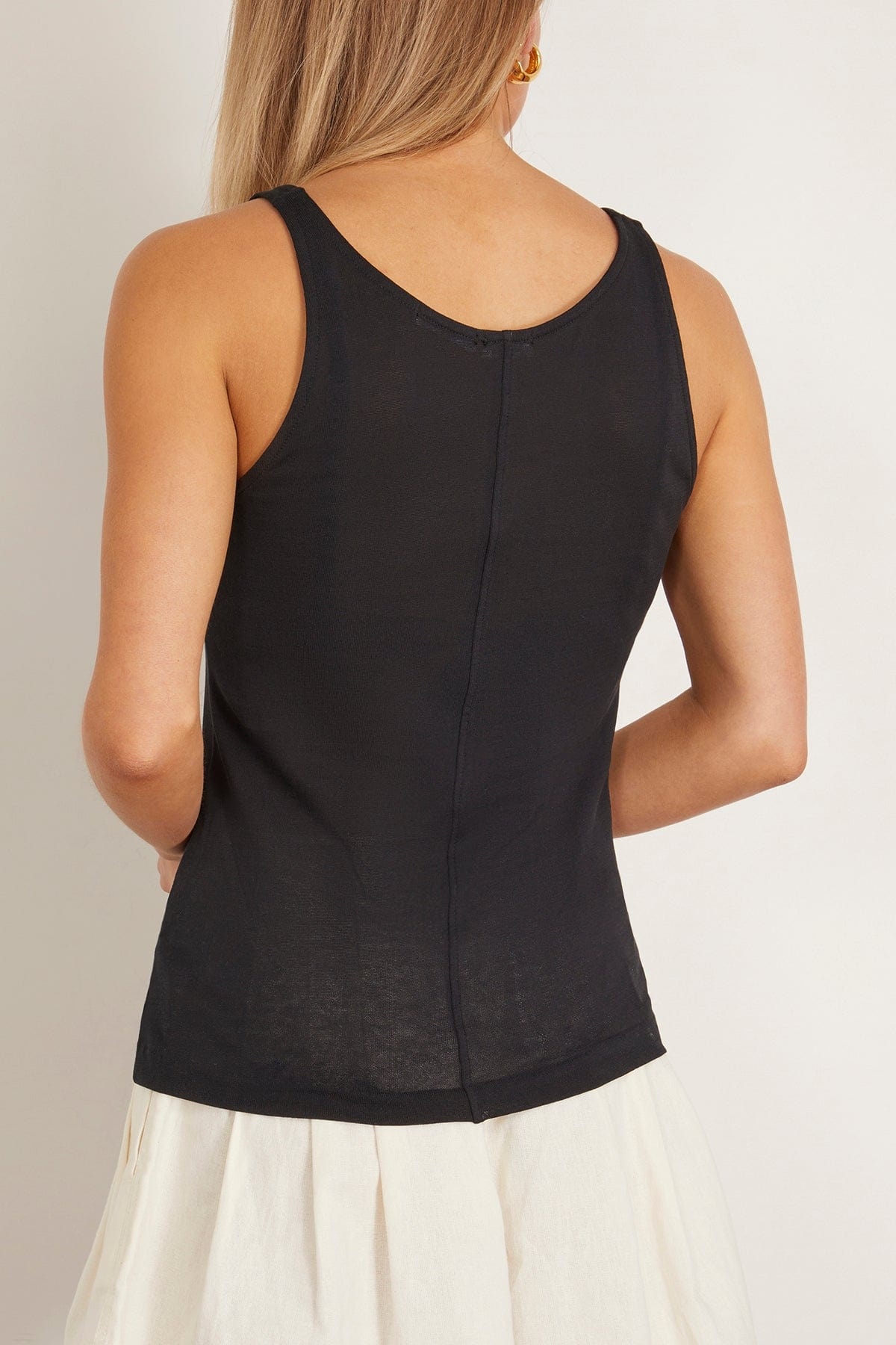 Luca Organic Cotton Sheer Tank Top in Black - 4