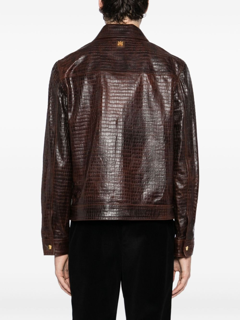 CROCODILE-EFFECT LEATHER JACKET - 5