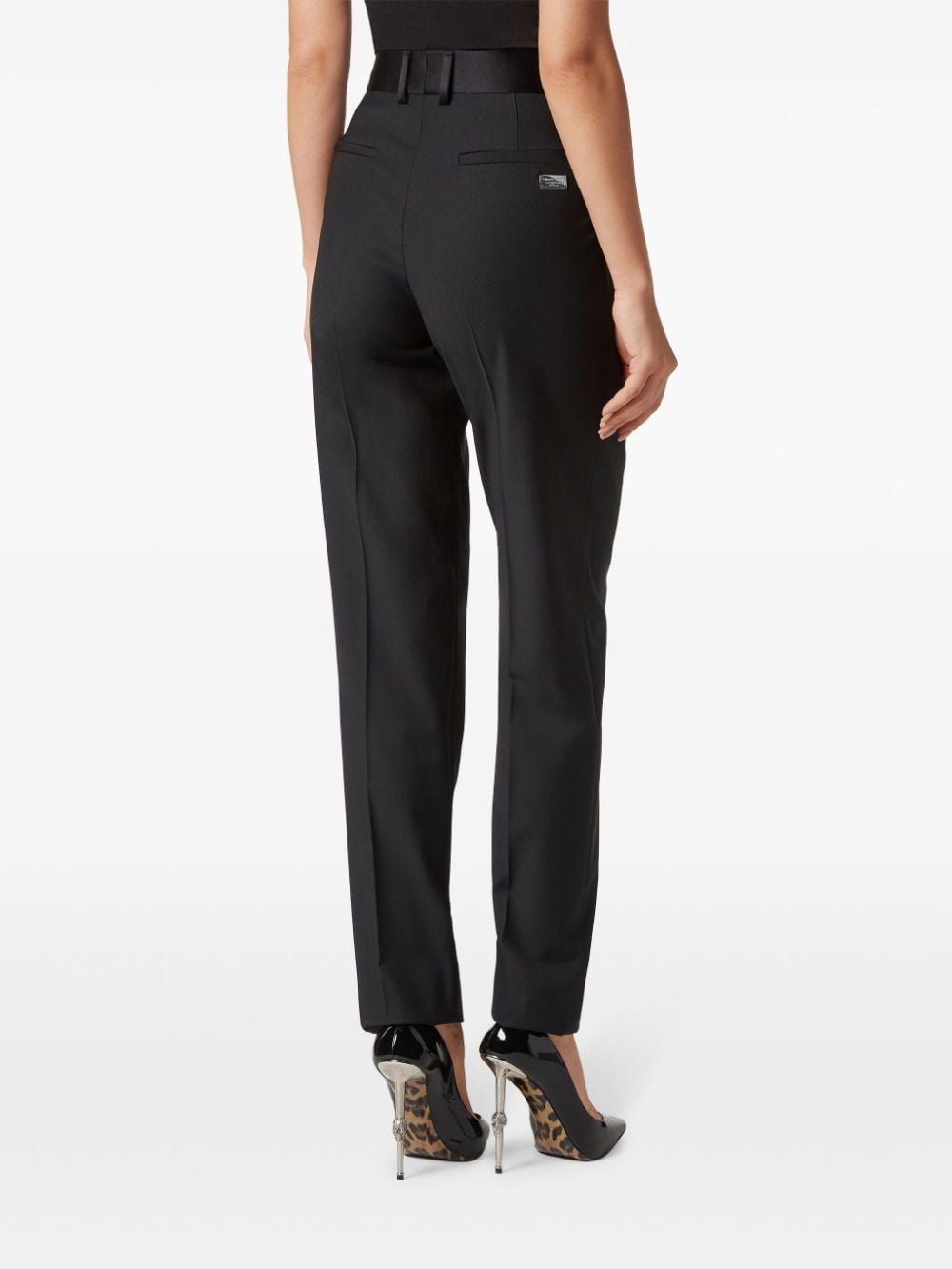 logo-plaque tailored trousers - 4