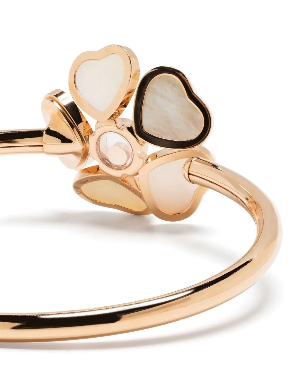 18kt rose gold Happy Hearts flower pearl bangle - 4