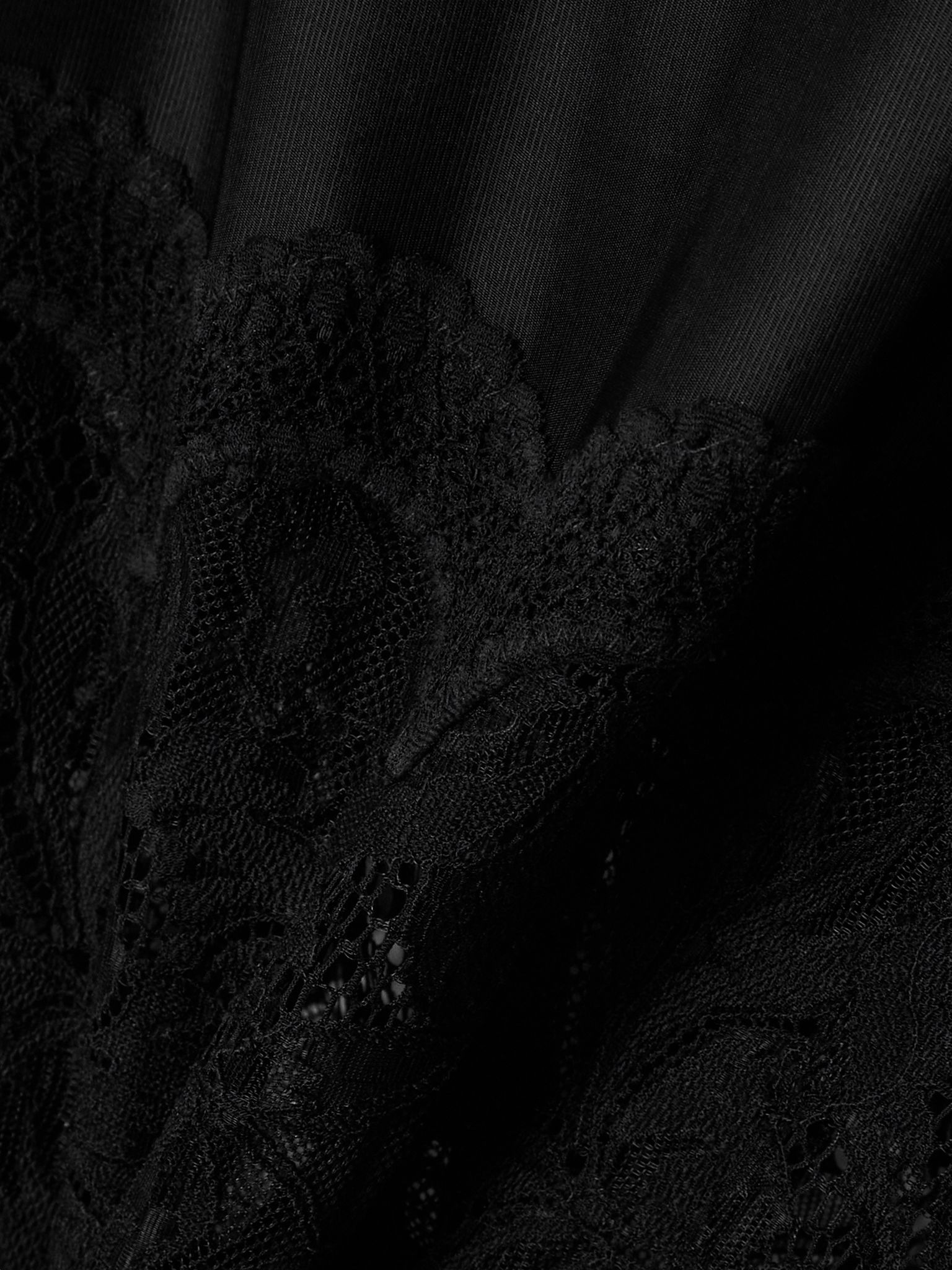 Scalloped satin and lace midi skirt Black - 5