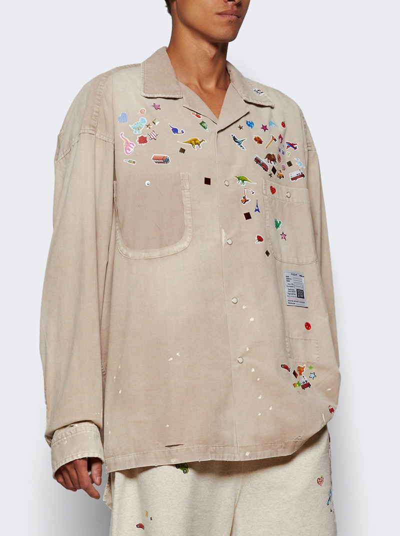 Maison MIHARAYASUHIRO Corduroy Sticker Shirt Beige outlook