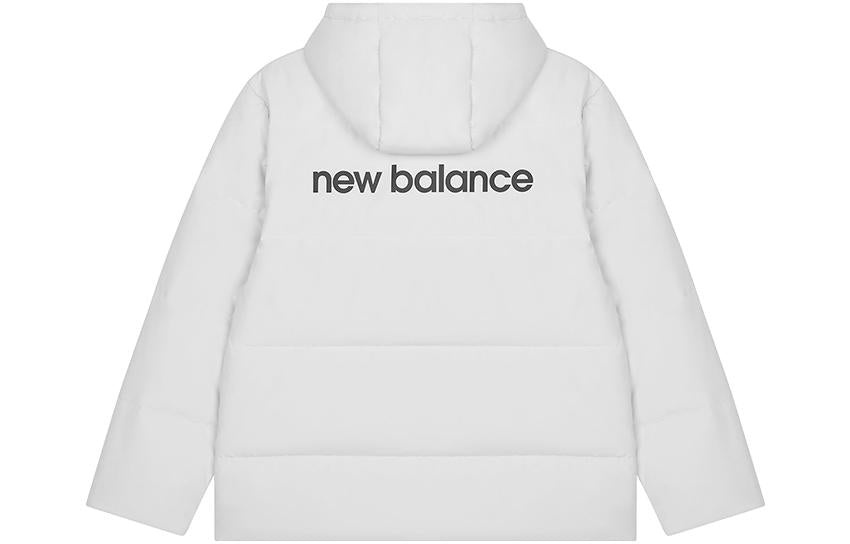 New Balance Logo Print Down Jacket 'White Black' AMJ23343-GYM - 2