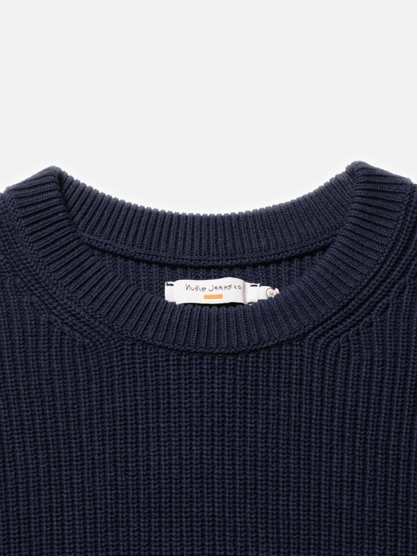 August Rib Cotton Sweater Navy - 4