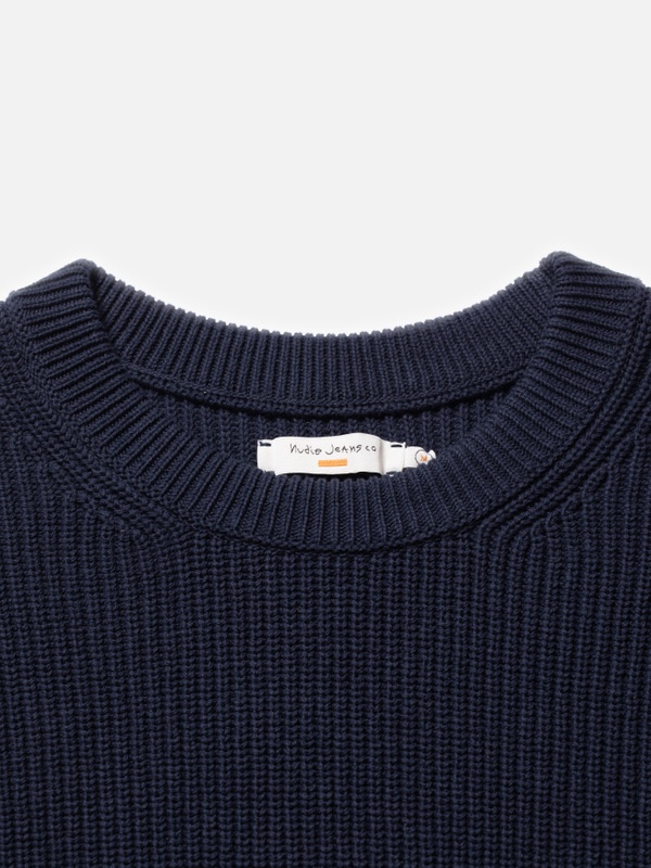 August Rib Cotton Sweater Navy - 5