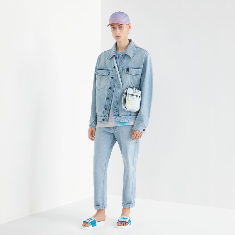 FENDI Light blue rubber slides outlook