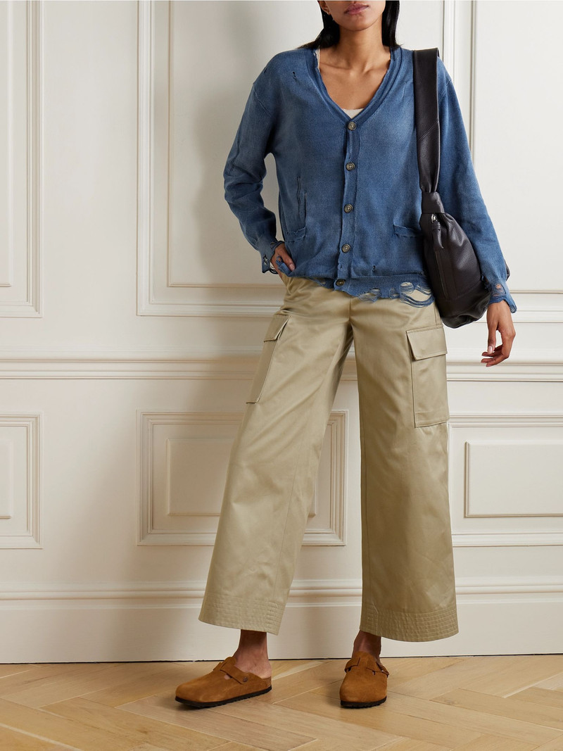 R13 Distressed cotton cardigan Blue outlook