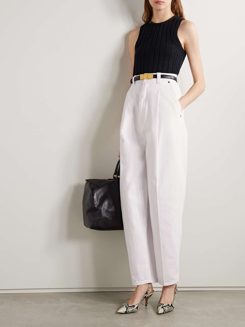 KHAITE Ashford pleated high-rise tapered jeans outlook