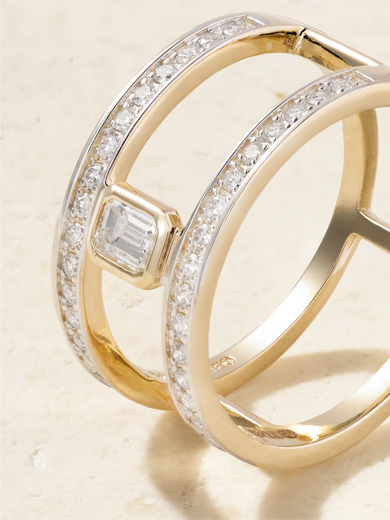Le Double Barre 14-karat gold diamond ring Gold - 4