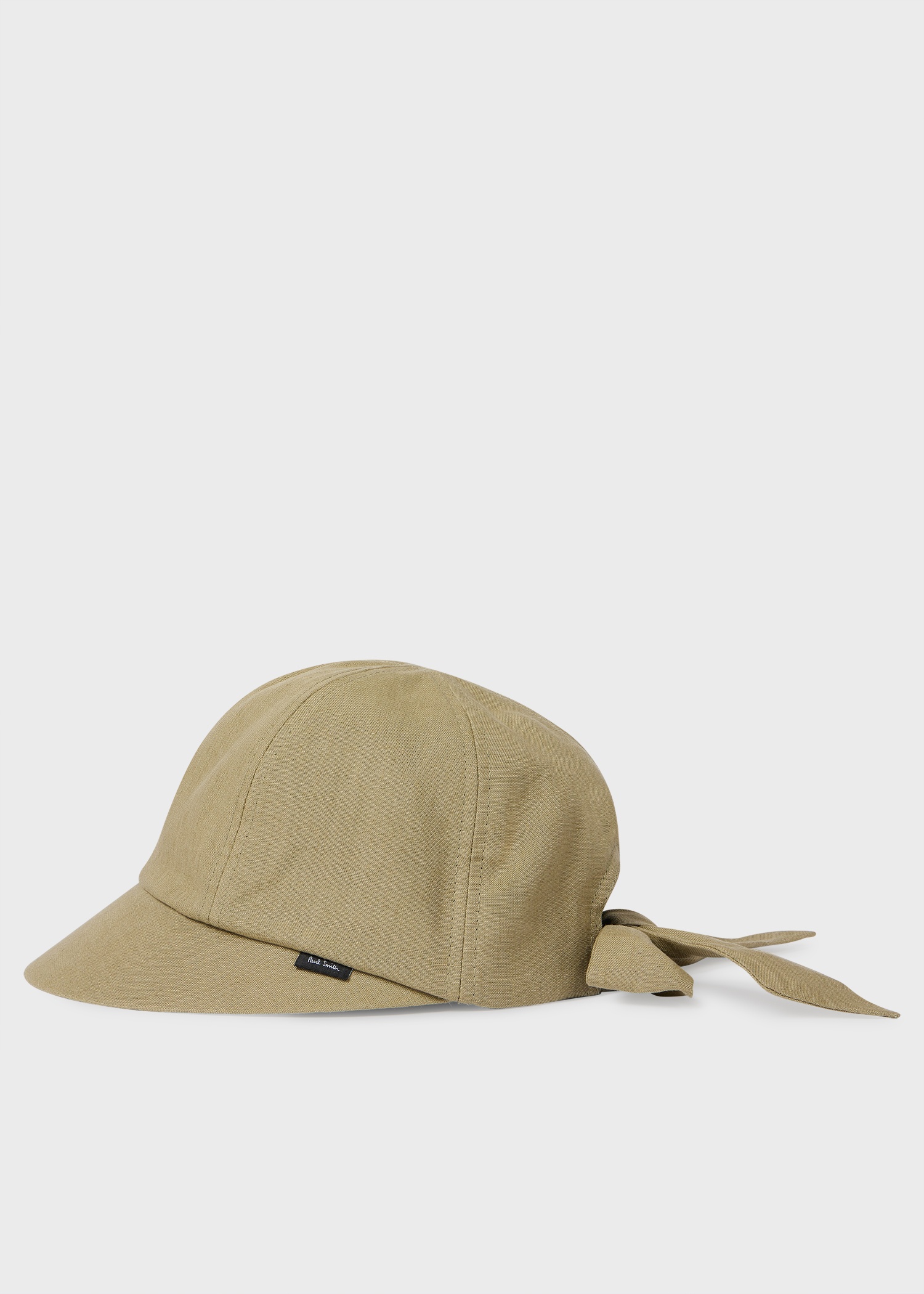 Women's Light Khaki Linen Bow Cap - 1