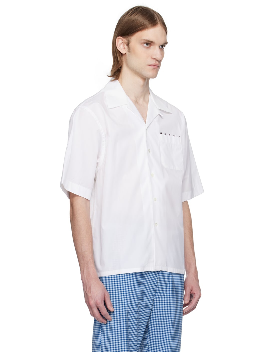 White Poplin Bowling Hidden Logo Shirt - 2