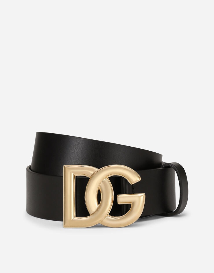 Lux leather belt with crossover DG logo buckle - 1