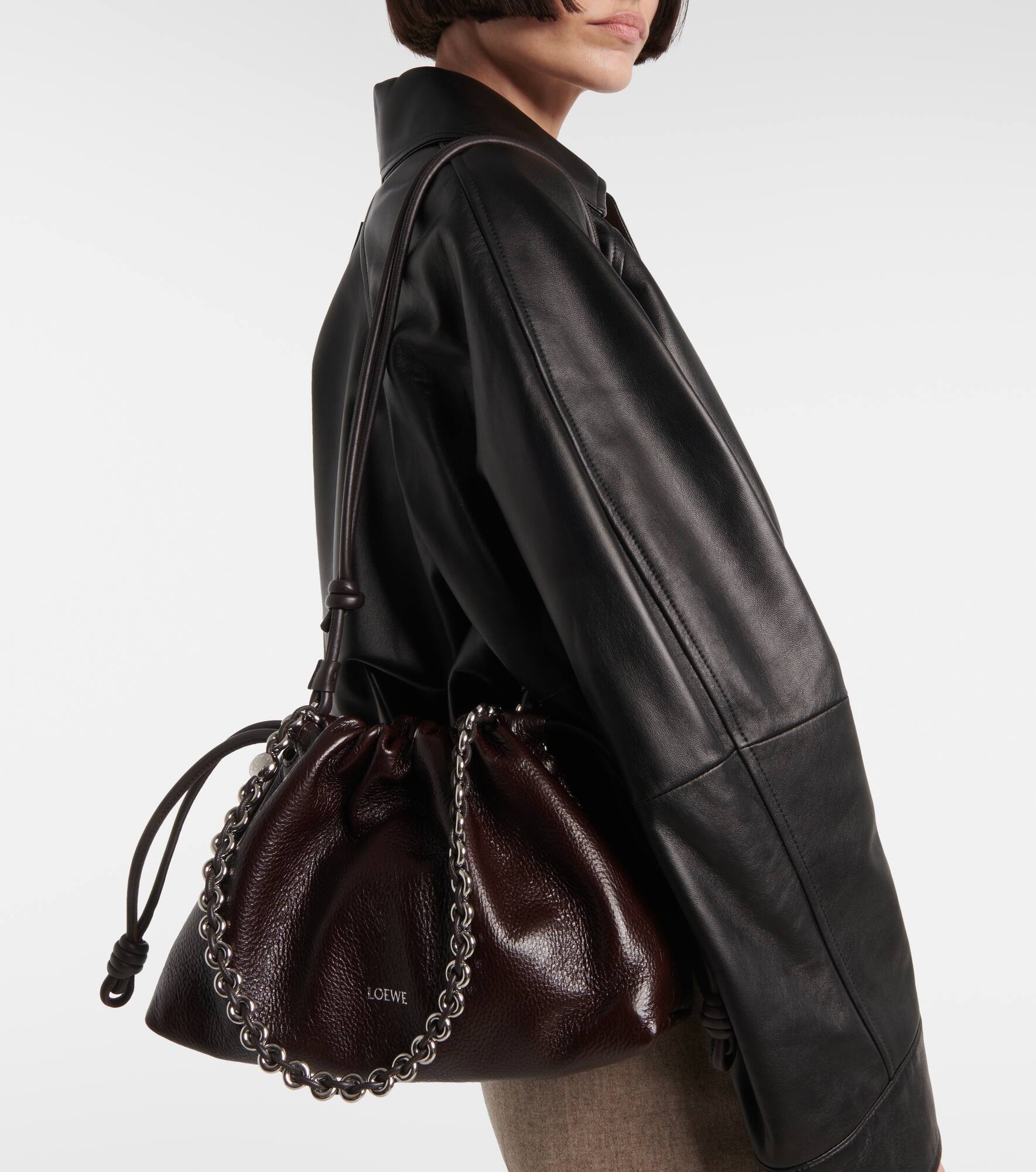 Flamenco Small leather bucket bag - 7
