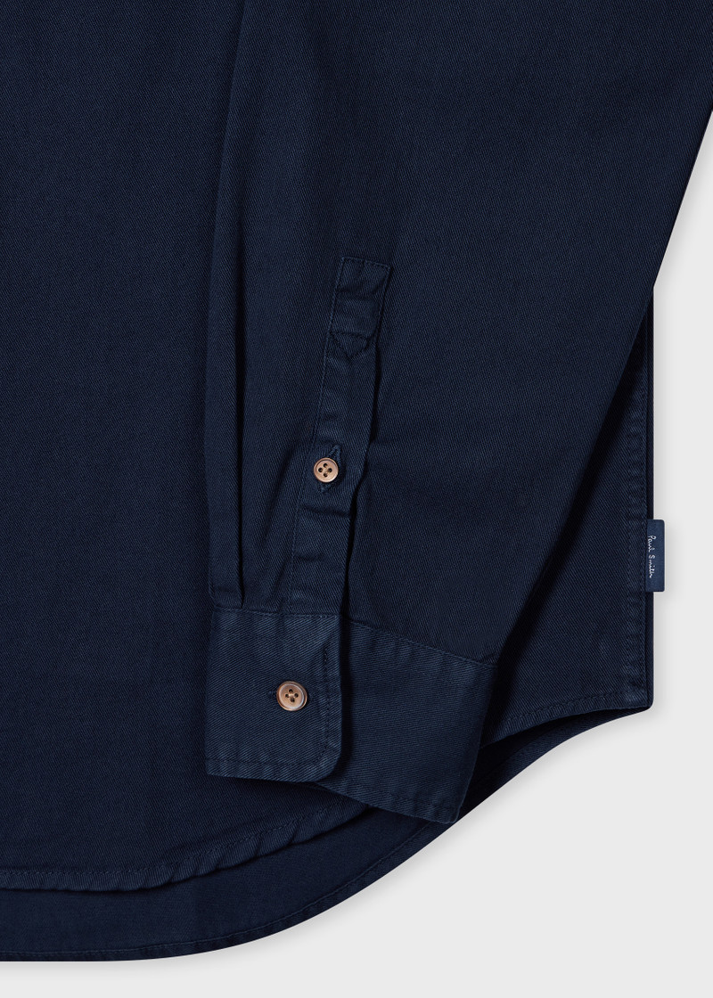 Paul Smith Navy Cotton-Twill Shirt With 'Stitch Stripe' Embroidery outlook