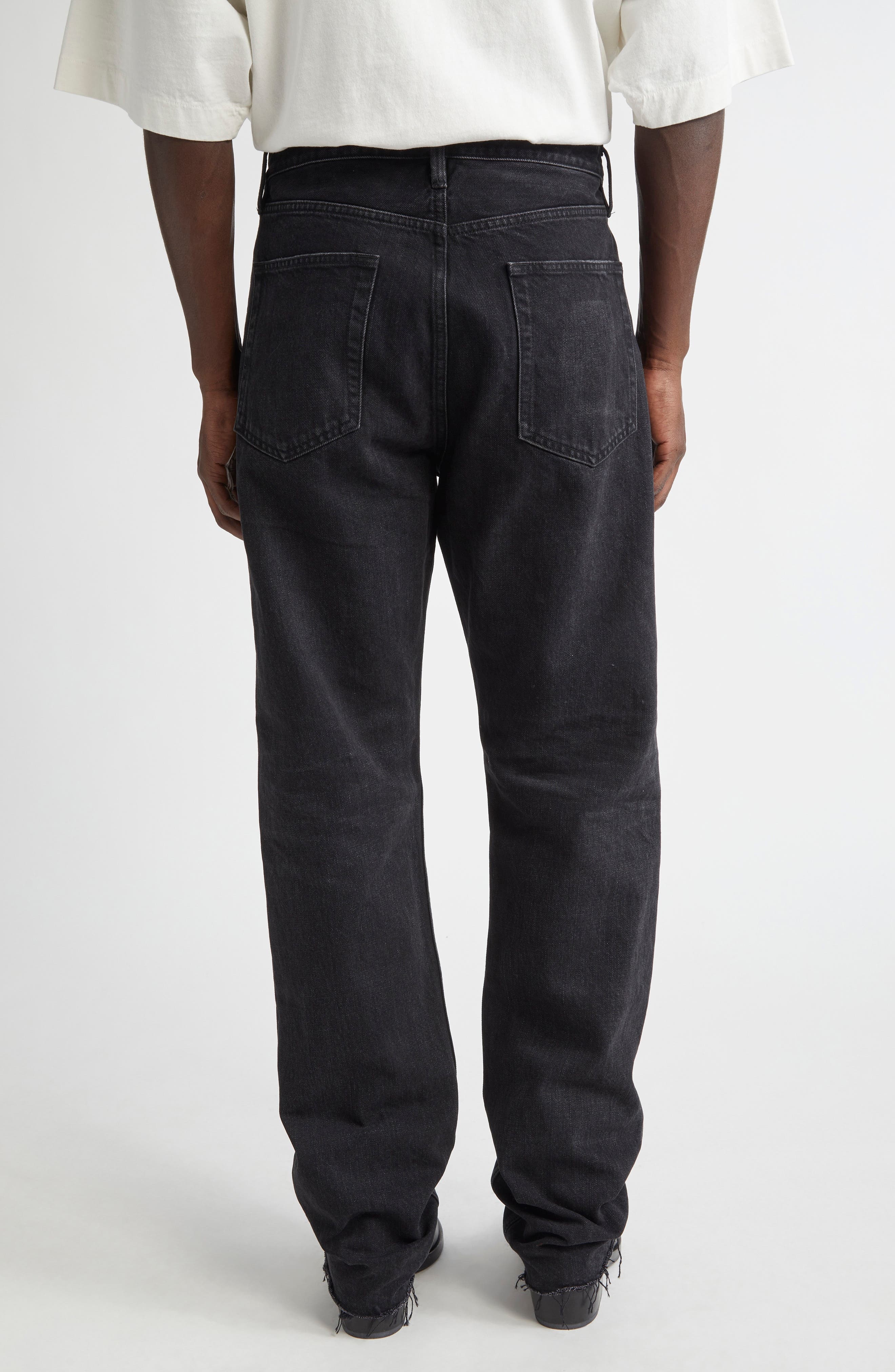 Fear of God Five-Pocket Raw Hem Straight Leg Jeans in Black at Nordstrom - 3
