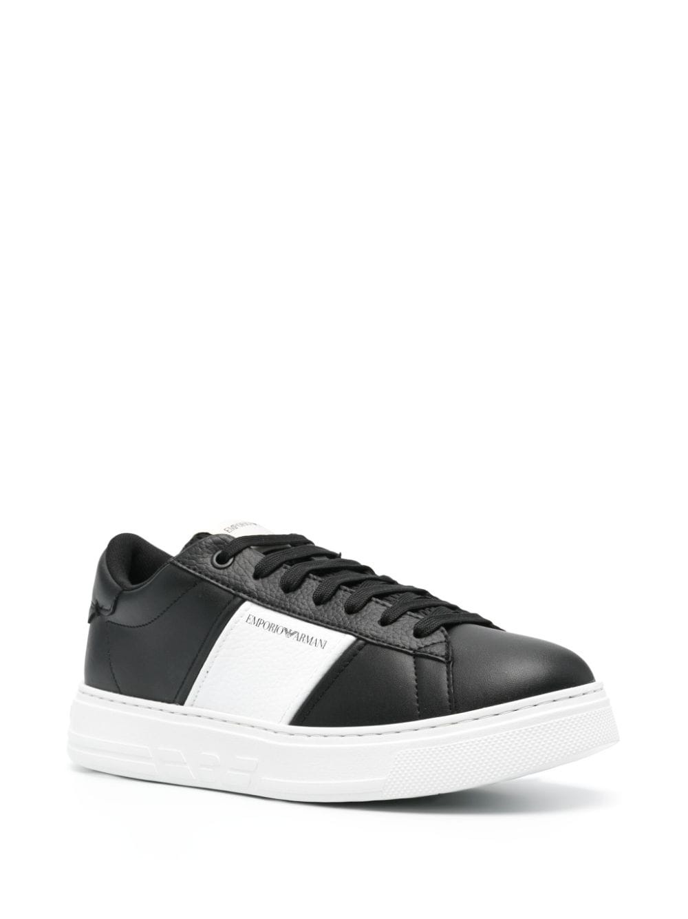 logo-print leather sneakers - 2