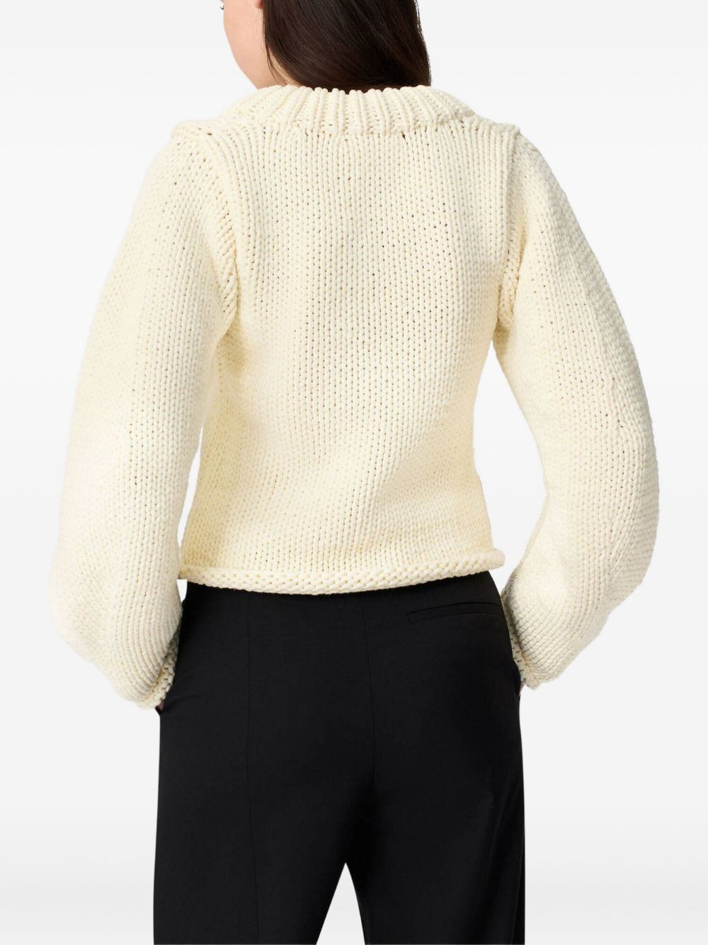 balloon-sleeve round-neck sweater - 4
