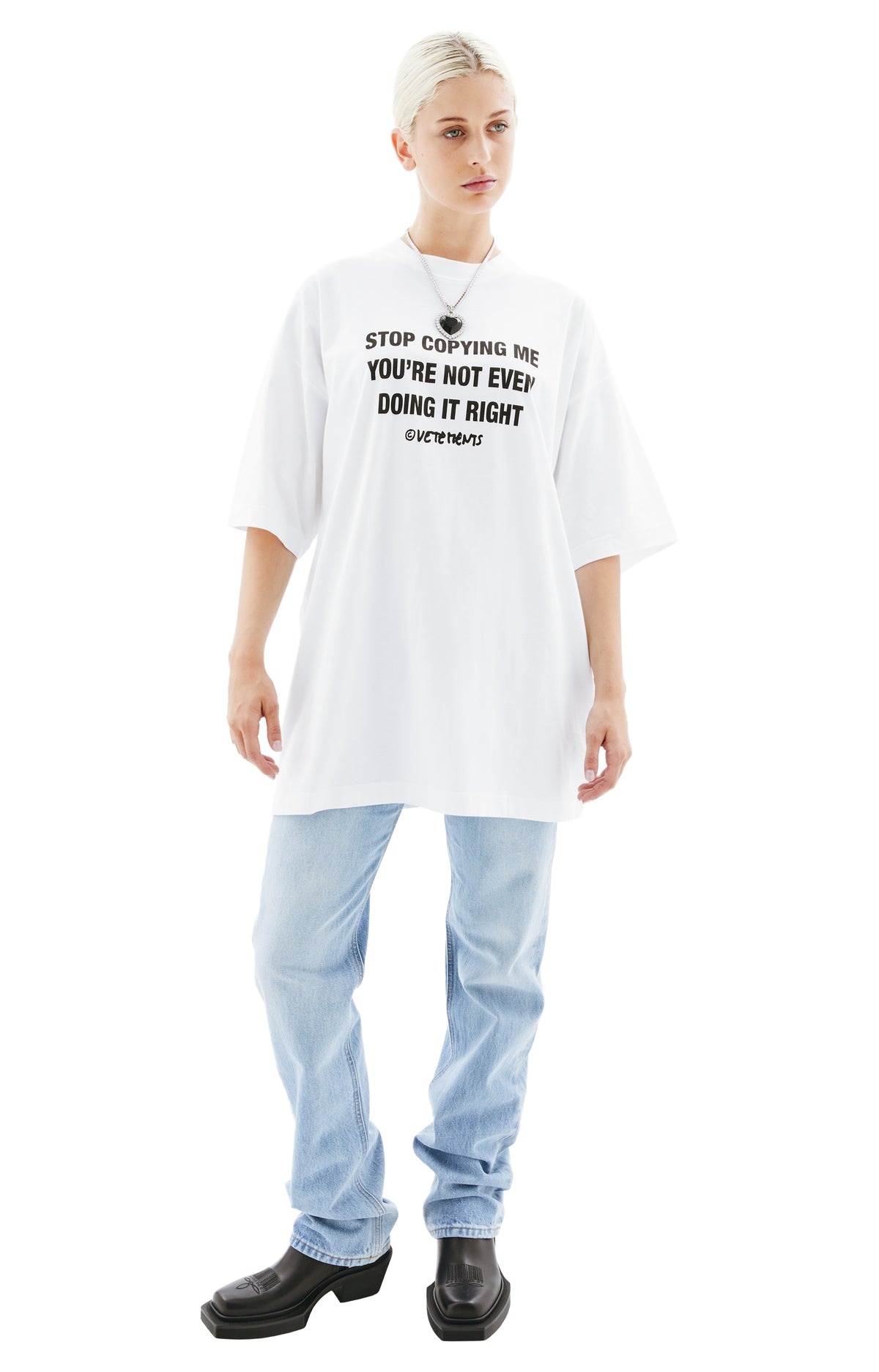 Vetements Stop Copying Me Fitted T-shirt in White for Men
