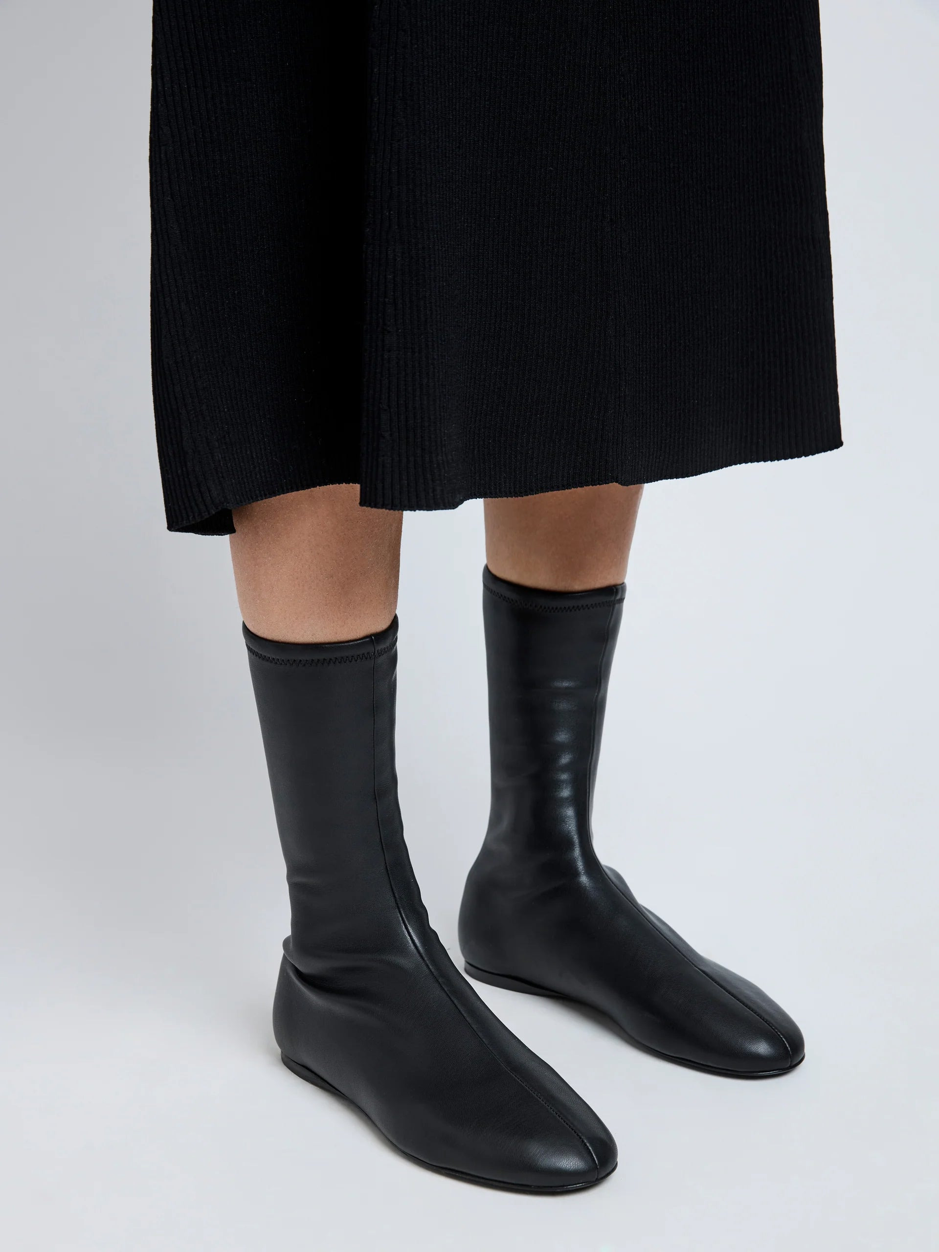 Tee Sock Boots in Faux Leather - 6