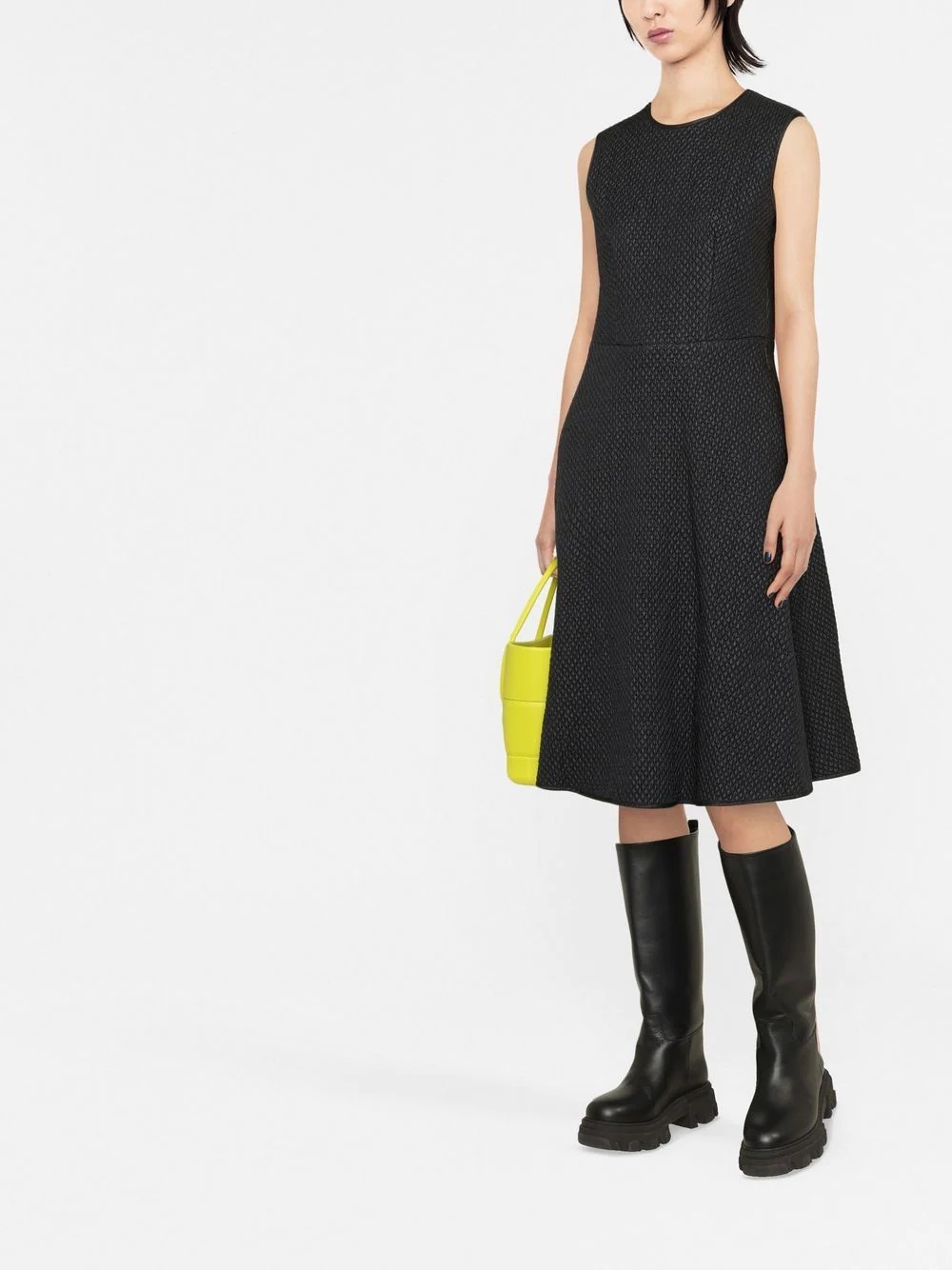 quilted sleeveless flared dress - 2